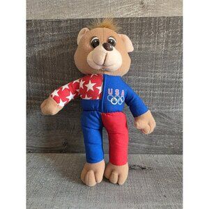 Vintage 1995 USA Olympics Teddy Bear Plush 9.5" Stuffed Ace Novelty Company 257a